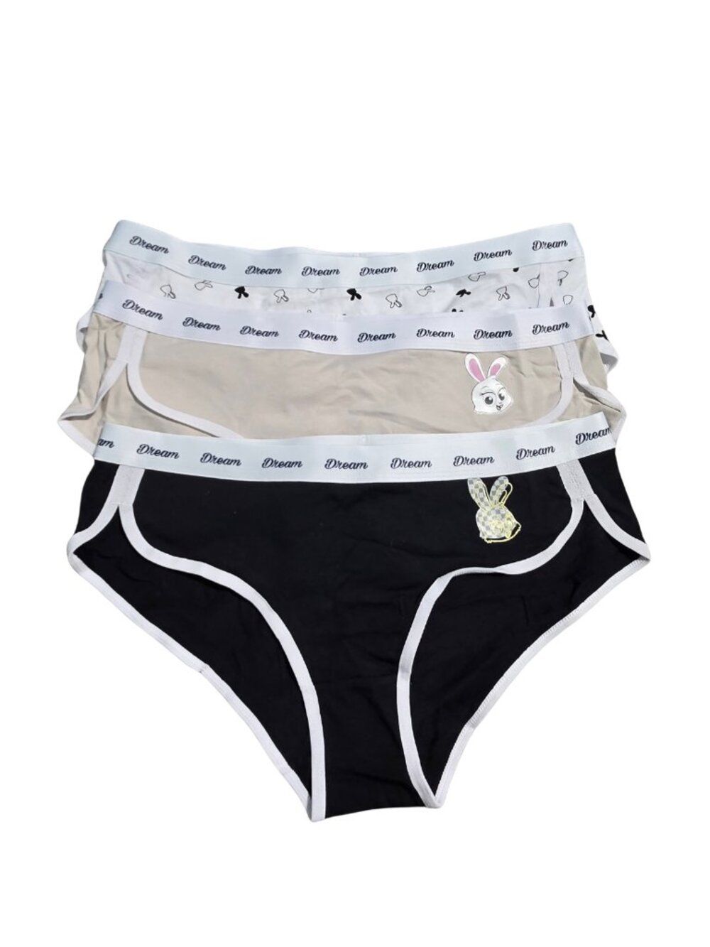 NIP Wdirara 3 Pc Womens Cotton Underwear Set Bunny Print Briefs Medium